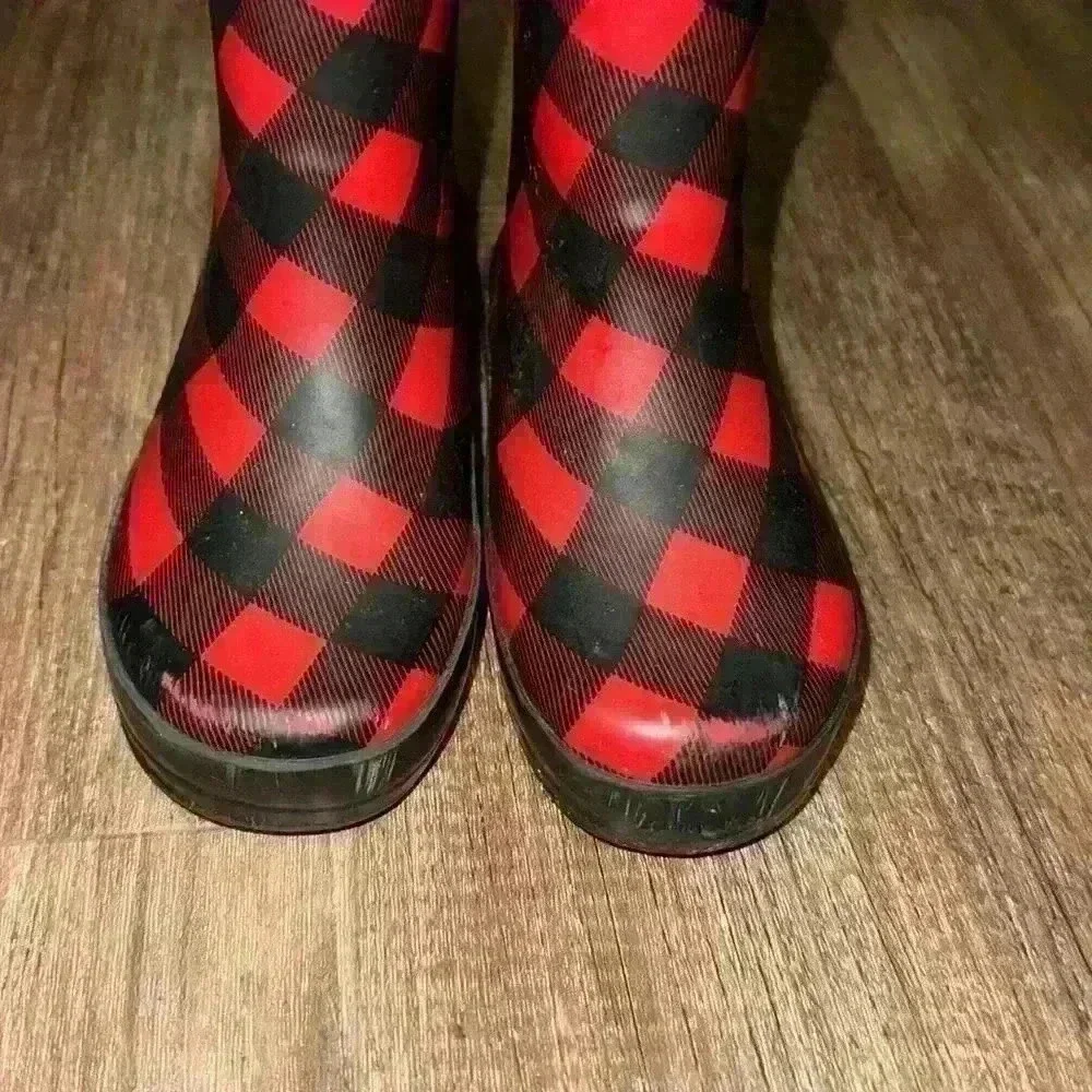 Western Chief Red‎ Black Buffalo Plaid Rain Boots 7/8